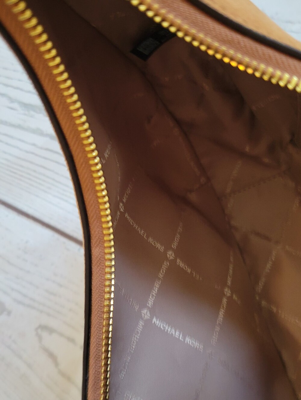 Michael Kors Tan Preston Suede and Leather Crescent Shoulder Bag - Picture 8 of 9